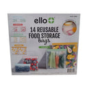 Reusable Zip Food Storage Bags - 14 Pack in Yellow