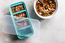 1-Cup Silicone Freezing Tray - Freeze and Store Food in 1-Cup Portions - Aqua 2-Pack with Lids