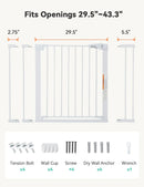 30" Tall Baby Gate for Stairs Doorways - White
