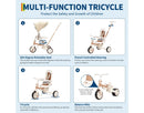 7-in-1 Foldable Baby Tricycle - Toddler Trike with Canopy
