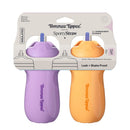 Insulated Sporty Spill-Proof Straw Training Sippy Cups - Purple & Orange
