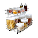 Medium 2-Tier Pull Out Cabinet Shelf - Chrome