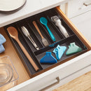 6 Compartment Plastic Drawer Flatware Organizer - Black