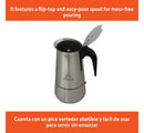 6 Cup Stainless Steel Stovetop Coffeemaker: Polished Silver Espresso Maker, Greca Coffee, Manual, Hand Wash
