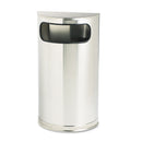 Rubbermaid European And Metallic Series Receptacle, Half-Round, 9 Gal, Satin Stainless - RCPSO8SSSPL