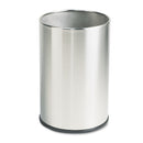 Rubbermaid European And Metallic Series Wastebasket, Round, 5 Gal, Satin Stainless - RCPUB1900SSS