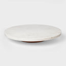 14" Marble and Wood Lazy Susan