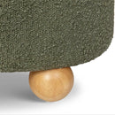 Tuffet Storage Ottoman - Performance Olive Boucle with Honey Ball Feet
