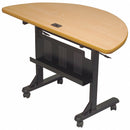 MooreCo Half Round Mobile Training Table, Teak, 48 inW x 24 in Depth - 89773