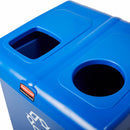 Rubbermaid (2) 23 gal Rectangular Recycling Station, Plastic, Blue - 1792339