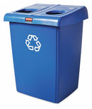 Rubbermaid (2) 23 gal Rectangular Recycling Station, Plastic, Blue - 1792339