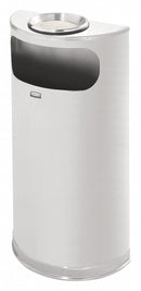 Rubbermaid 9 gal Half-Round Ashtray/Trash Can, Metal, Gray - FGSO8SUSSSPL