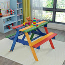4 Seat Kids Picnic Table With Umbrella-Multicolor