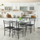 5 Pieces Dining Set With Tempered Glass Top Table and 4 Upholstered Chairs