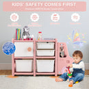 Toddler Truck Storage Organizer With Plastic Bins-Pink