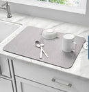 4 Pack - Multi-Purpose Printed Kitchen Drying Mat - Neutral grid