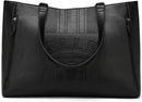Vegan Leather Weekender Tote Bag - Black