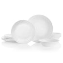 18pc Vitrelle Linen Weave Dinnerware Set: Basket Weave Pattern, Service for 6, Includes Plates & Bowls, Dishwasher-Safe