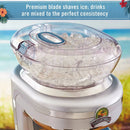 Key West Frozen Concoction Maker Ice Shaver and Crusher Blue/Silver: 64oz Capacity, 450W, Dishwasher-Safe Parts