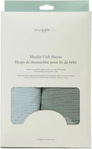 Organic Cotton Crib Sheet 2 Pack - Bluebell + Slate