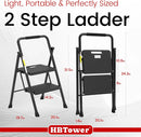 Folding Step Ladder with Wide Anti-Slip Pedal - Black