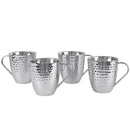 Double Wall Stainless Steel Hammered Mug Set - Silver
