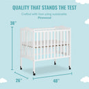Lightweight Folding Portable Stationary Side Crib - White