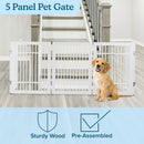 Pet Adobe 5-Panel Foldable Indoor Dog Gate, White