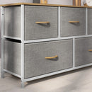 5 Drawer Storage Dresser - White Frame, Oak Top, Beige Drawers