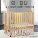 2 in 1 Folding Portable Crib - Natural Wood