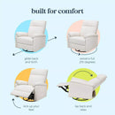 Suzy Swivel Recliner in Fog Chatham Stripe Performance Eco-Weave
