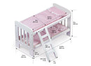 Doll Bunk Bed with Bedding, Ladder, and Free Personalization Kit - White/Pink/Gingham