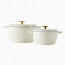 Cast Iron Covered Casserole Set - White