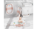 Collapsible Baby Bathtub for Infants and Toddlers with Bath Net and Thermometer- Pink