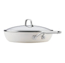 12.25" Hard-Anodized Ceramic Induction Skillet with Lid Porcelain White