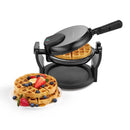 Nonstick Waffle Maker Black: Aluminum, 180° Rotating, Folding Handle, Drip Tray, 1000W, Dishwasher-Safe Parts