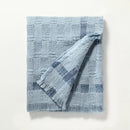 Soft Woven Throw Blanket with Textured Border Blue