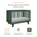 Hudson 3-In-1 Convertible Crib with Toddler Bed Conversion Kit - Forest Green