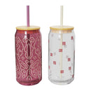 20 fl oz Glass Tumblers with Lid and Straw - Brick Red