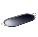 17" Oval Carbon Steel Comal with Metal Handles - Black: Griddle Pan for Tortillas, Stove Compatible