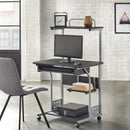 Mobile Computer Tower with Shelf - Black
