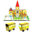 150pc Magnetic Tile Building Set - School Police Station and Hospital Theme