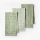 3pc Waffle Kitchen Towels Green
