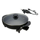 12 Round Nonstick Electric Skillet with Glass Cover Black