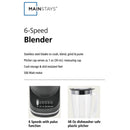 500 W 6-Speed Blender With 48 oz/1.5 L Jar , Black