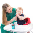 Joovy Spoon Baby Walker & Activity Center Featuring Three Adjustable Heights, Extra-Large Tray, and 30 lb Weight Capacity - JPMA Safety Certified, Red