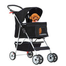 Pet Stroller 4-Wheel Dog Cat Stroller - Dark Black