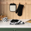 6-Piece Kitchen Textile Set - Black/White