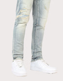 Grindhouse Slim Fit Taper Distressed Vintage Denim Jeans