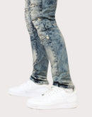 Grindhouse Slim Fit Taper Vintage Baking Effect Distressed Denim Jeans